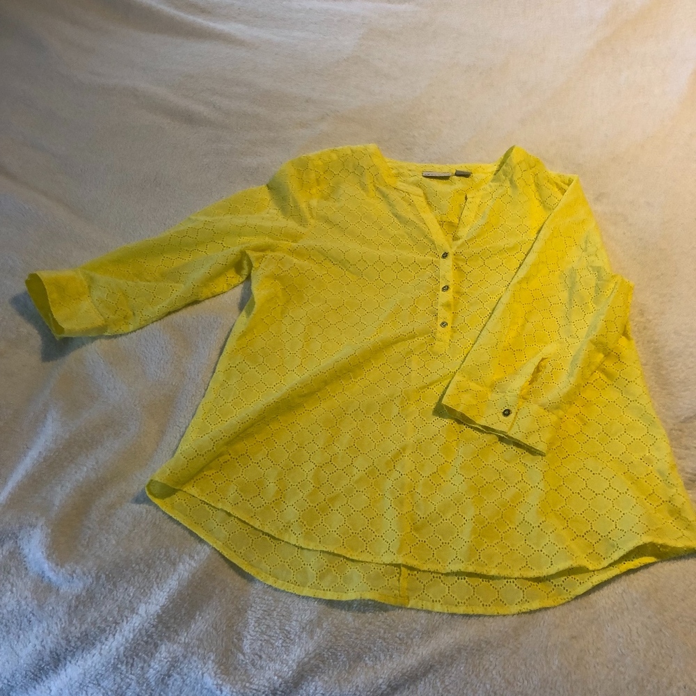 Liz Claiborne Yellow Split Neck Blouse  XL